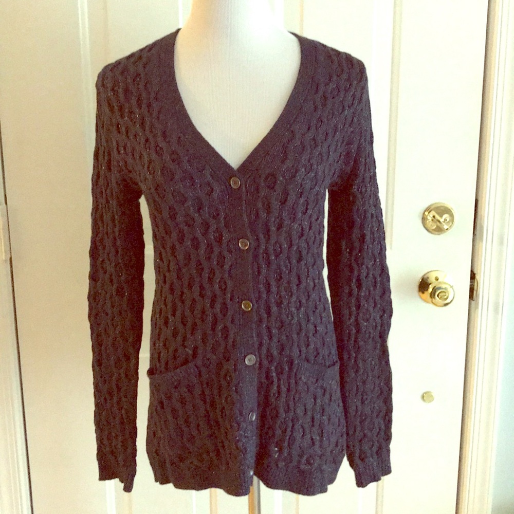Navy Sparkly Lands’ End Cardigan, size S